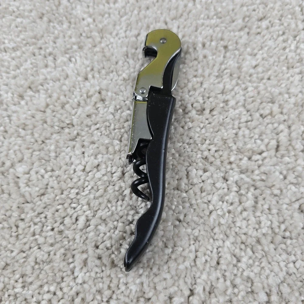 Kessler Wine Opener Black Double Hinged Waiters Corkscrew with Foil‎ Cutter